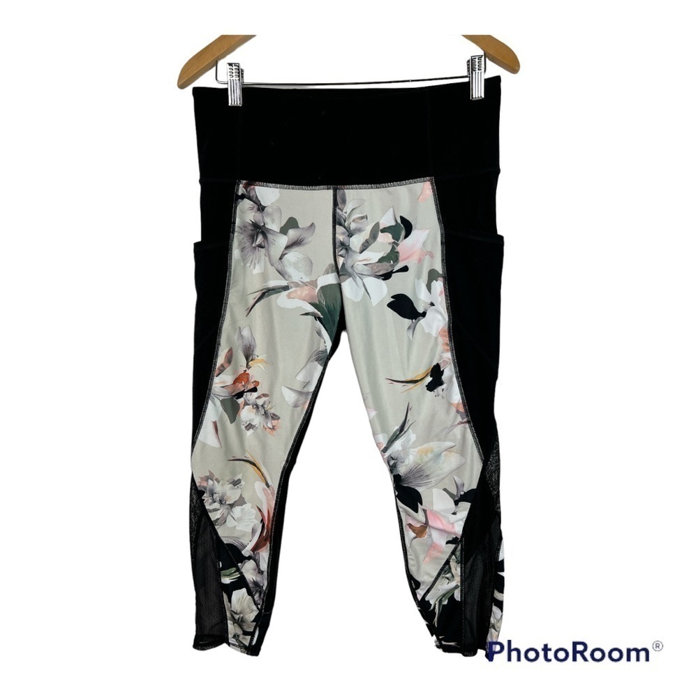 Athleta Blossom Intuition Floral Mesh Pocket Leggings Sz Petite Large